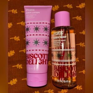 (Inventory 25) PINK Victoria's Secret Biscotti Delight Body Lotion and Mist